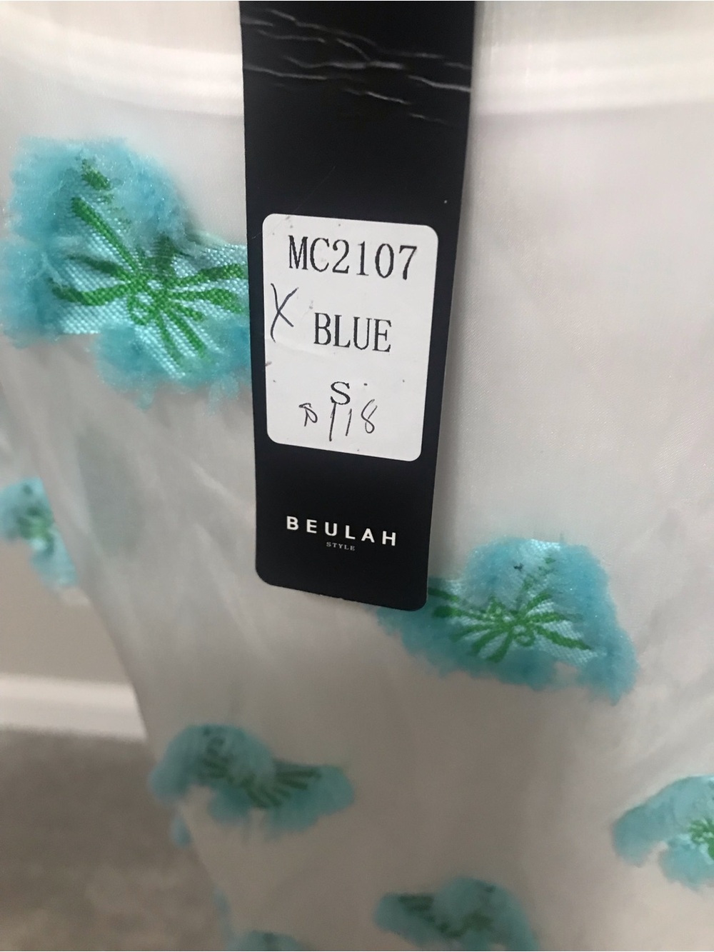 NWT Boutique brand Beulah Blue Mica Sheer Top set - Picture 6 of 8